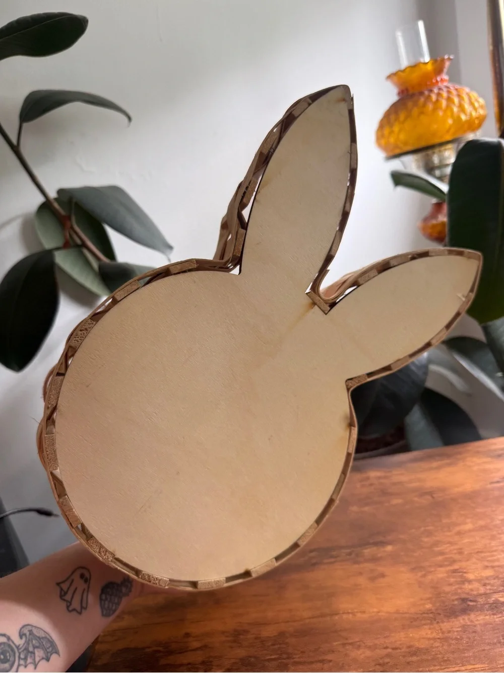 Woven Natural Rattan easter bunny Basket - Home Accents
